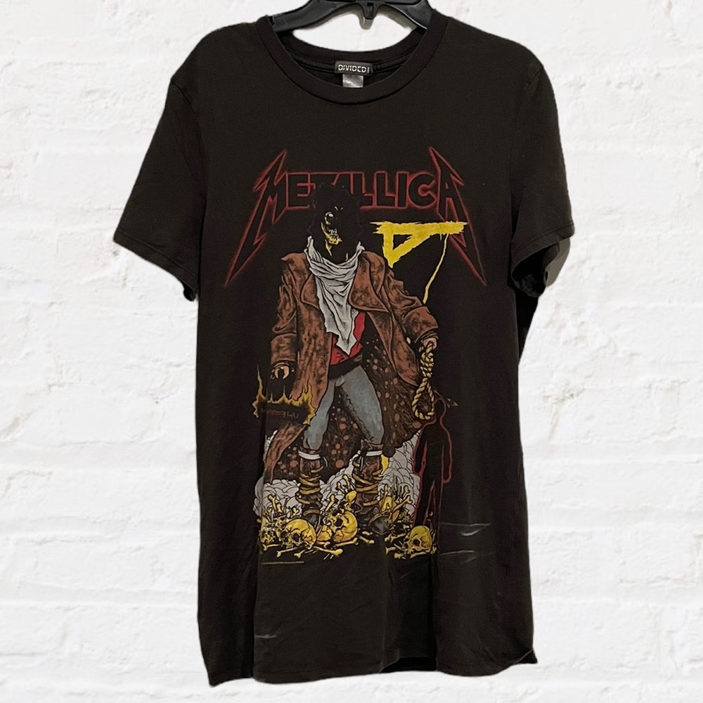 H&M Divided Metallic Concert T-Shirt Women’s‎ Sz XS